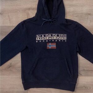 Napapijri Geographic Flag Logo Hoodie Navy Blue